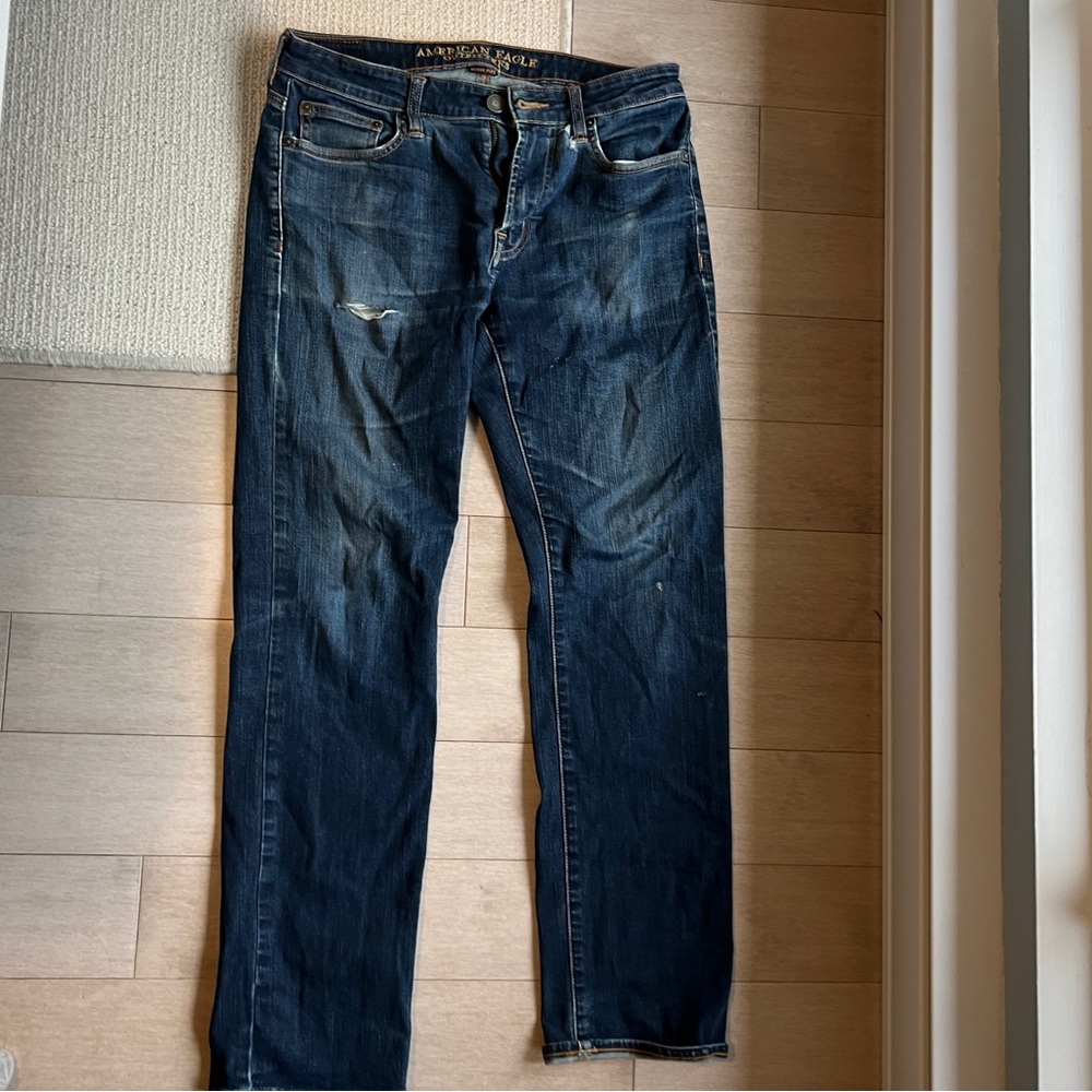 American Eagle Outfitters Men's Dark Blue Straight Jeans